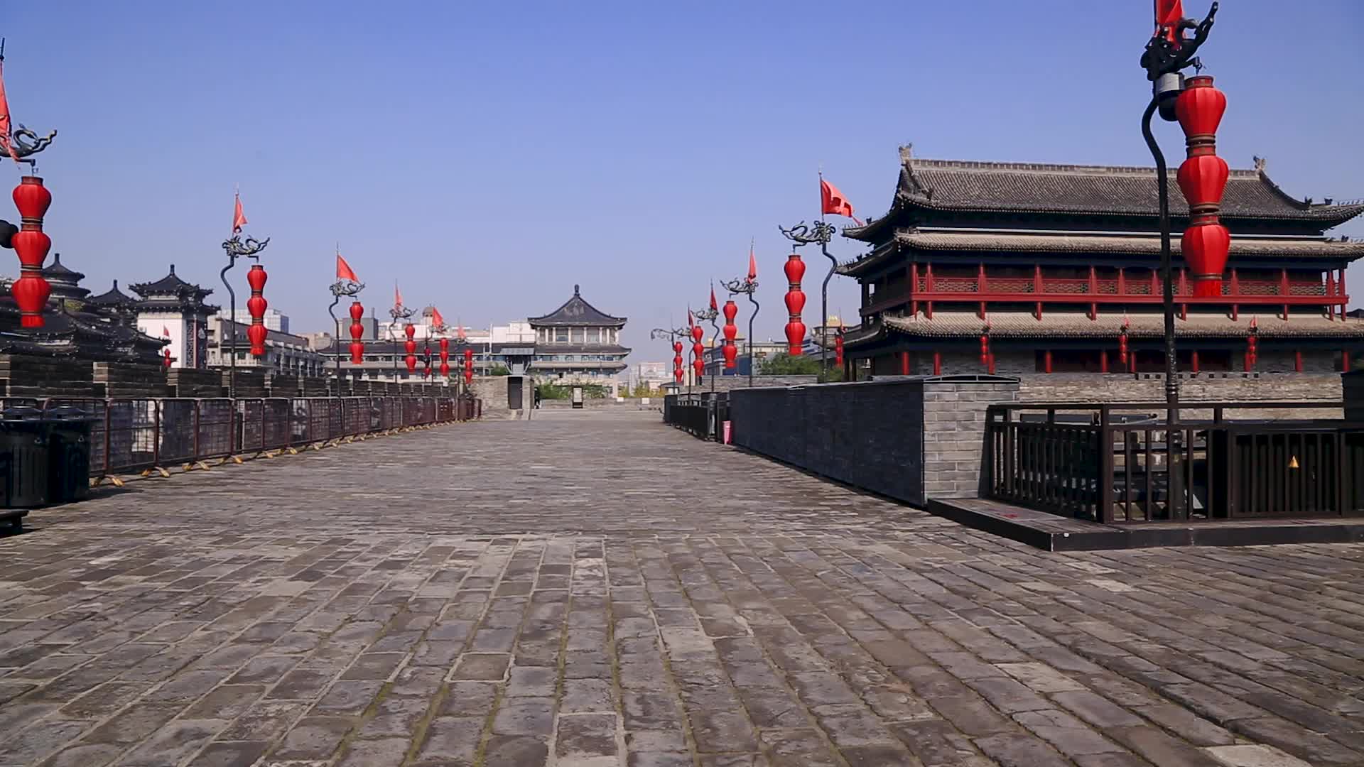 陕西西安著名景点西安城墙视频的预览图