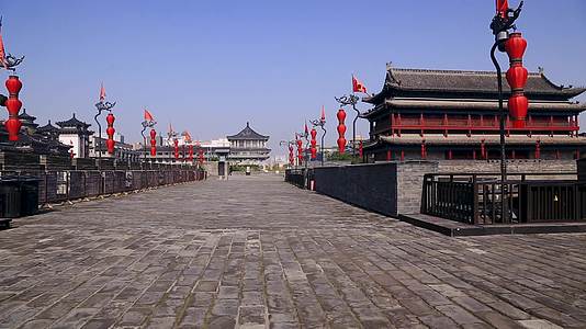 陕西西安著名景点西安城墙视频的预览图