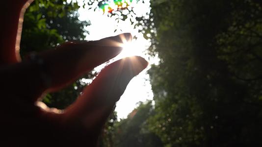 4K指缝阳光意境夕阳唯美阳光手摸阳光视频的预览图