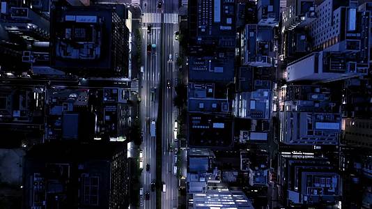 城市夜景车水马龙航拍视频的预览图