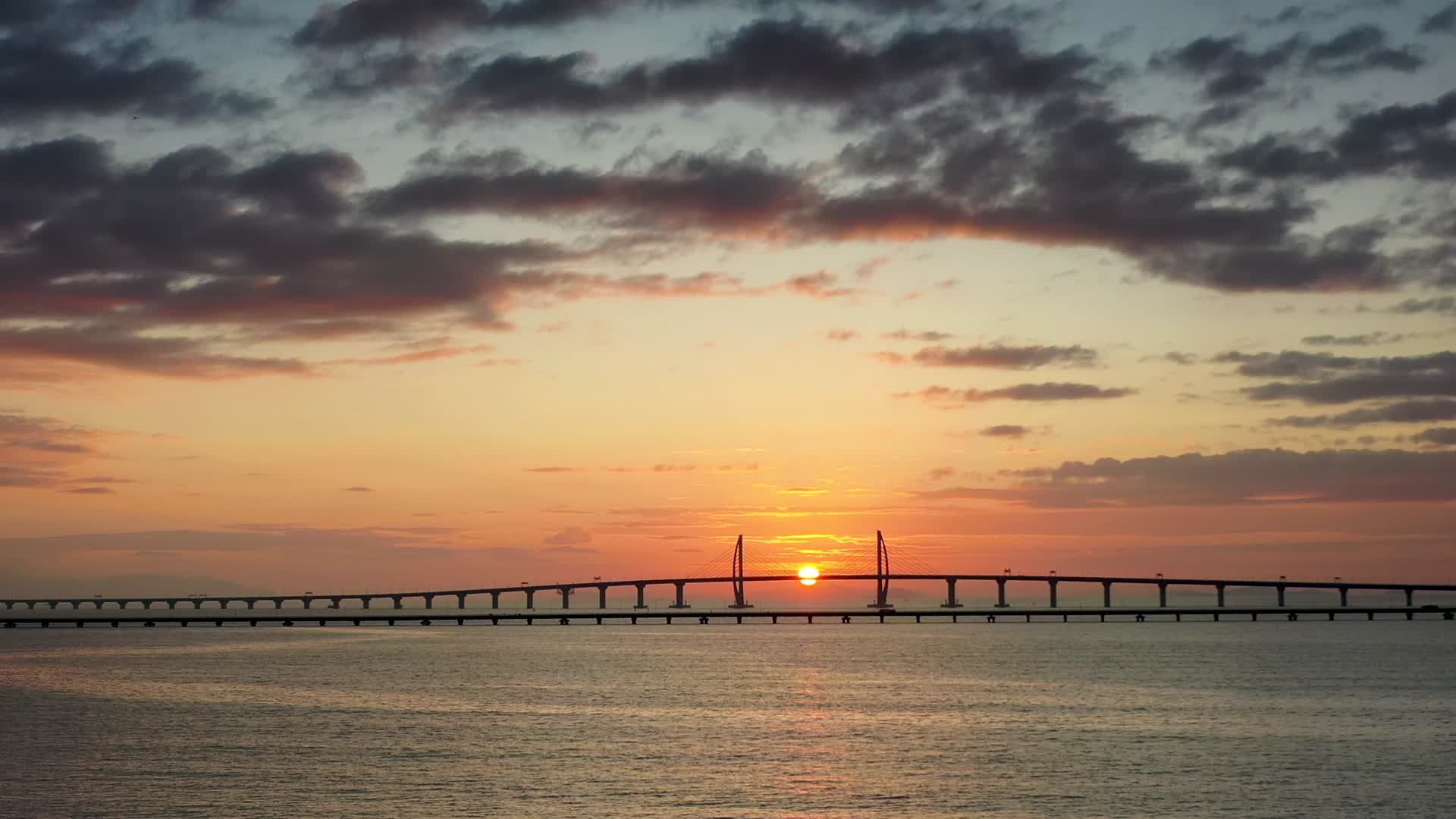 珠海航拍海边日出高清4k视频的预览图