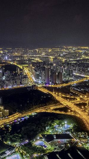 高清竖屏延时航拍南宁城市夜景灯光视频的预览图