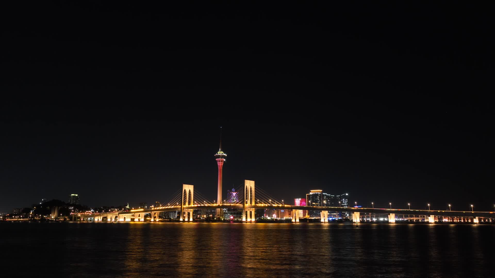 澳门西湾大桥夜景延时视频的预览图