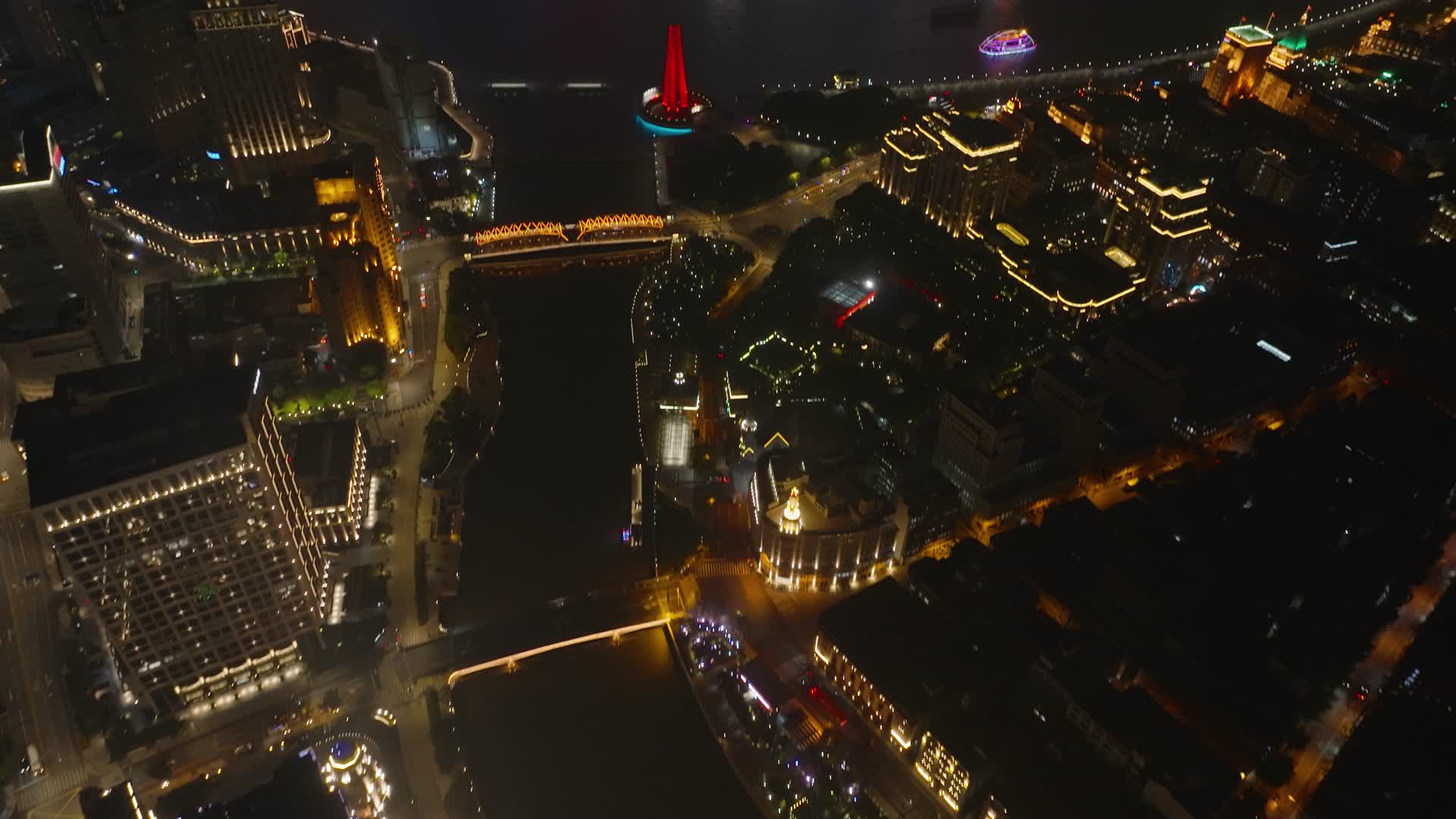 航拍夜幕下的上海陆家嘴夜景风光视频的预览图