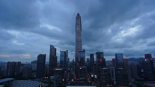 深圳福田平安金融中心CBD城市日转夜延时视频的预览图