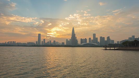 深圳湾后海日落延时风光视频的预览图