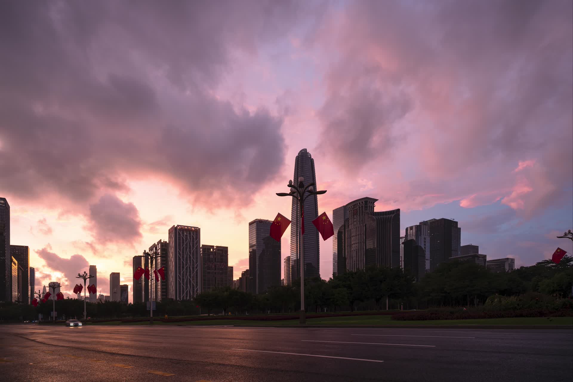 深圳市民中心城市风光朝霞延时视频的预览图