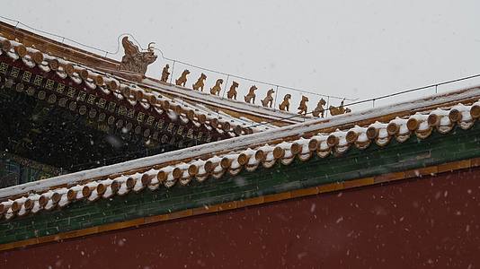 北京故宫博物馆大雪纷飞视频的预览图