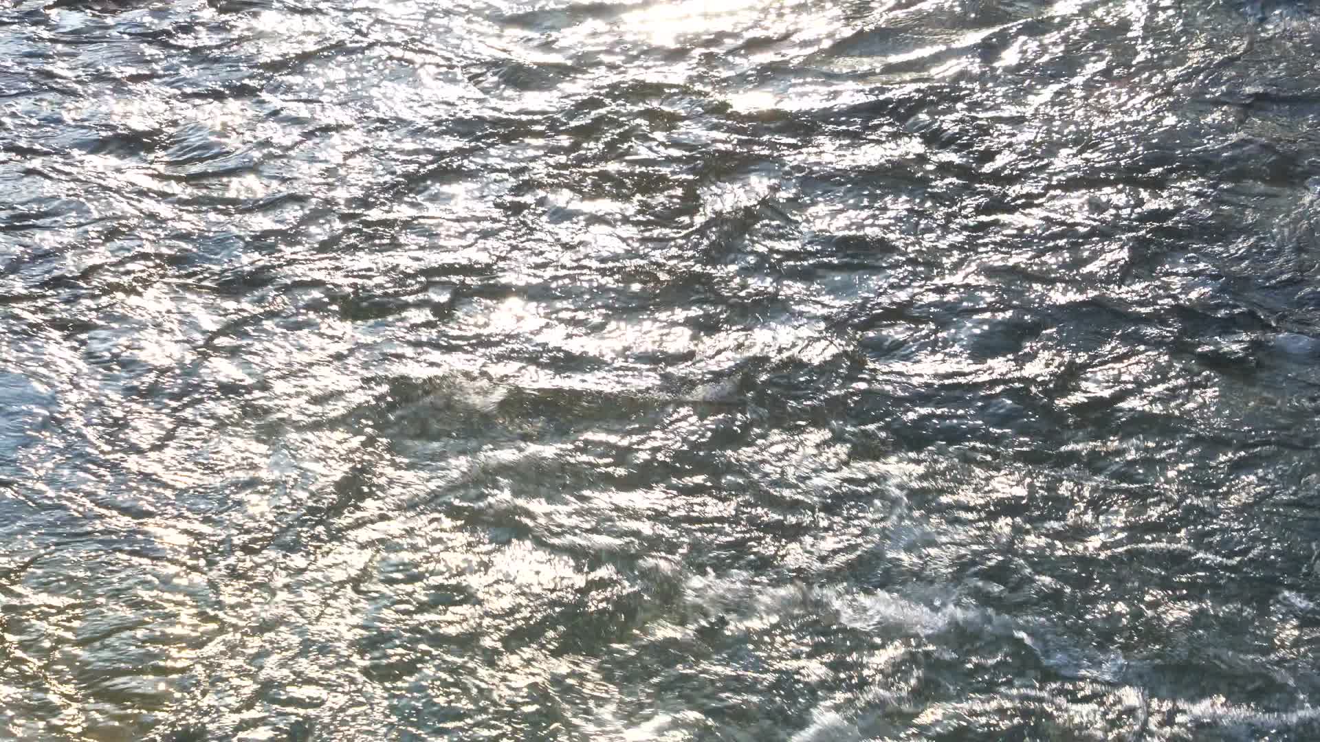 4K波光粼粼的水流冬天河水解冻视频的预览图