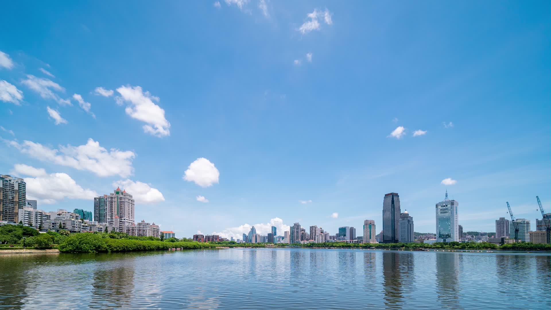 蓝天白云下的厦门筼筜湖延时视频的预览图
