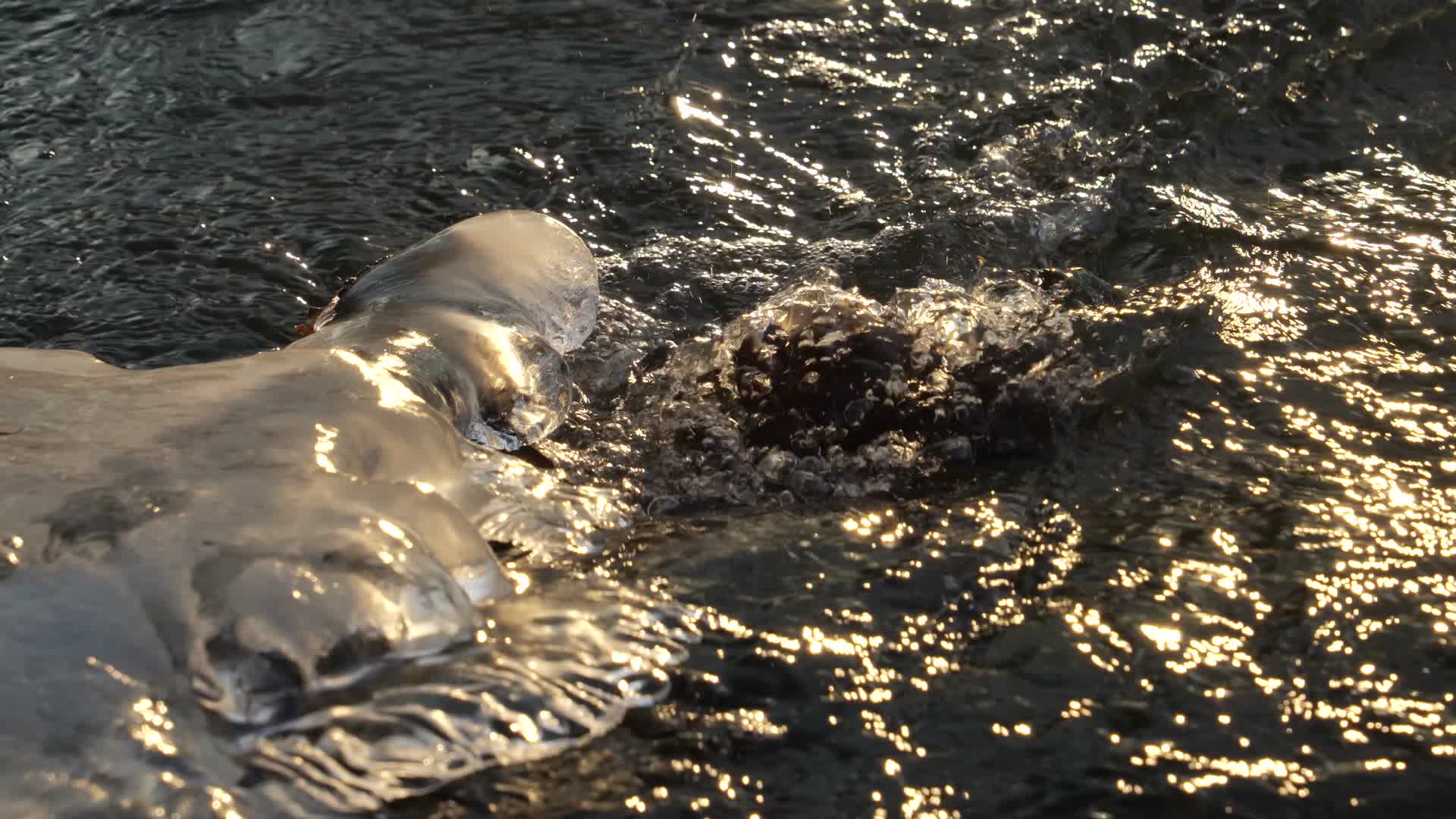 4K北方冬日暖阳河流结冰解冻合集视频的预览图