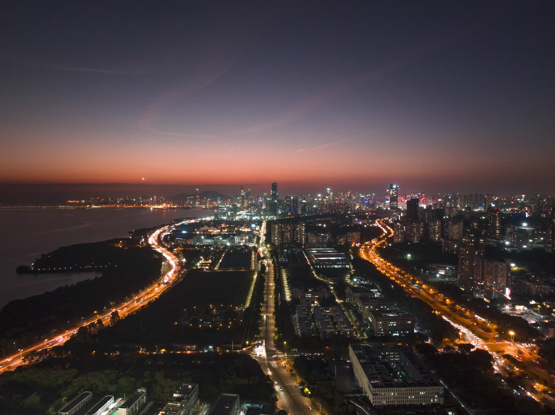 深圳滨海大道城市风光地标建筑航拍延时视频的预览图