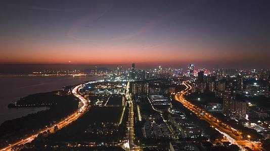 深圳滨海大道城市风光地标建筑航拍延时视频的预览图