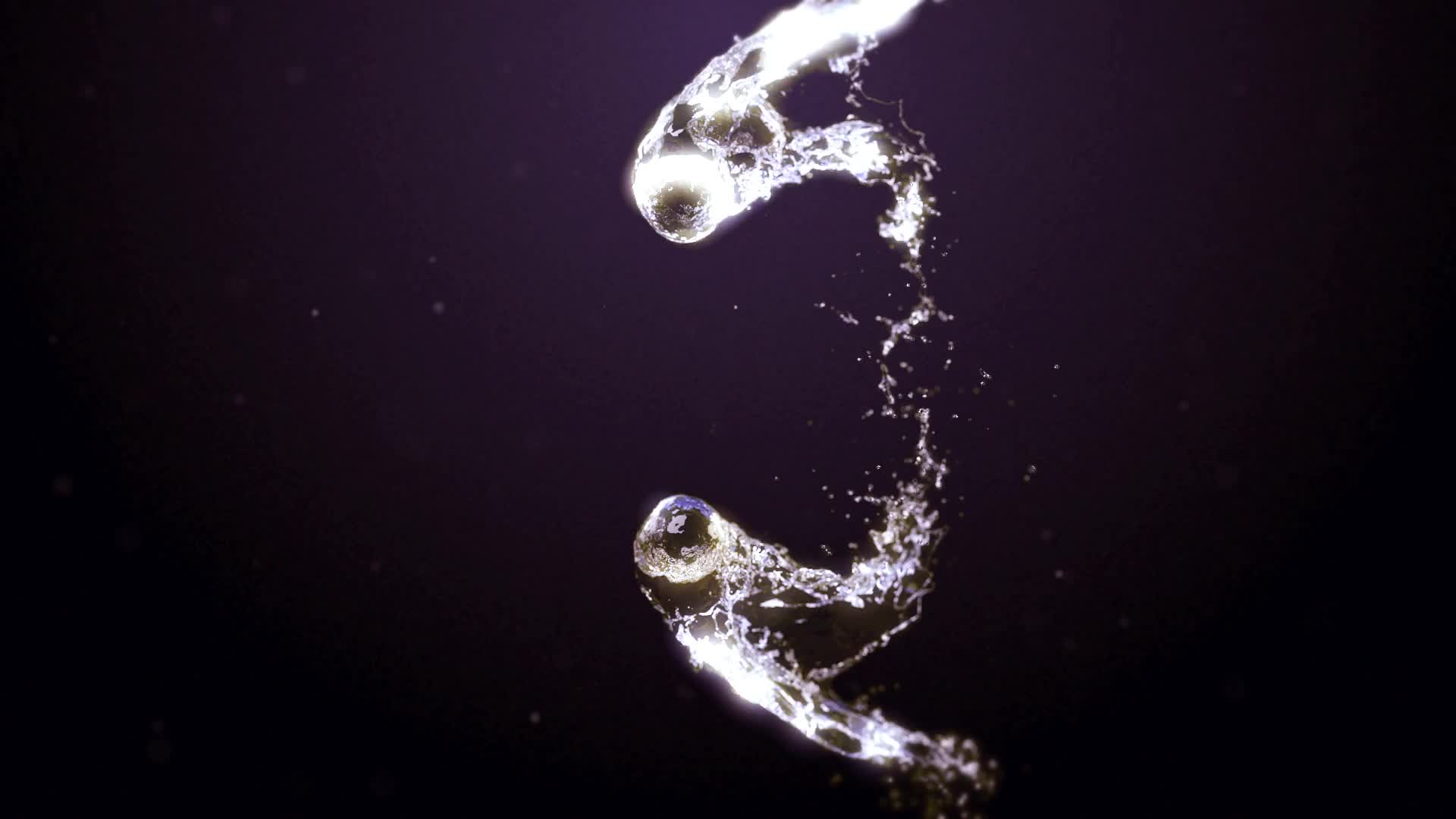 水花液体飞溅金属字体展示片头视频的预览图