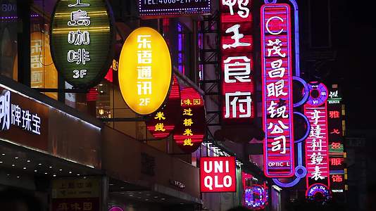 南京路步行街霓虹灯广告合集视频的预览图