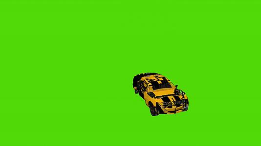 变形金刚大黄蜂变形汽车绿幕视频的预览图