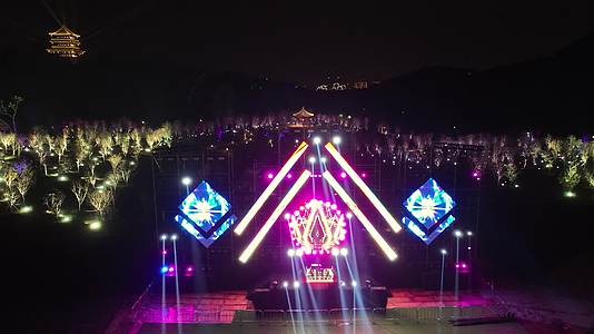 4K航拍南宁青秀山樱花园新年灯光秀视频的预览图