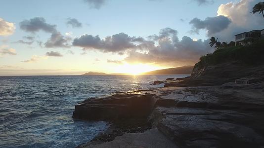 海边夕阳落日和椰子树视频的预览图