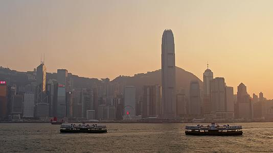 香港维多利亚港夕阳风光视频的预览图
