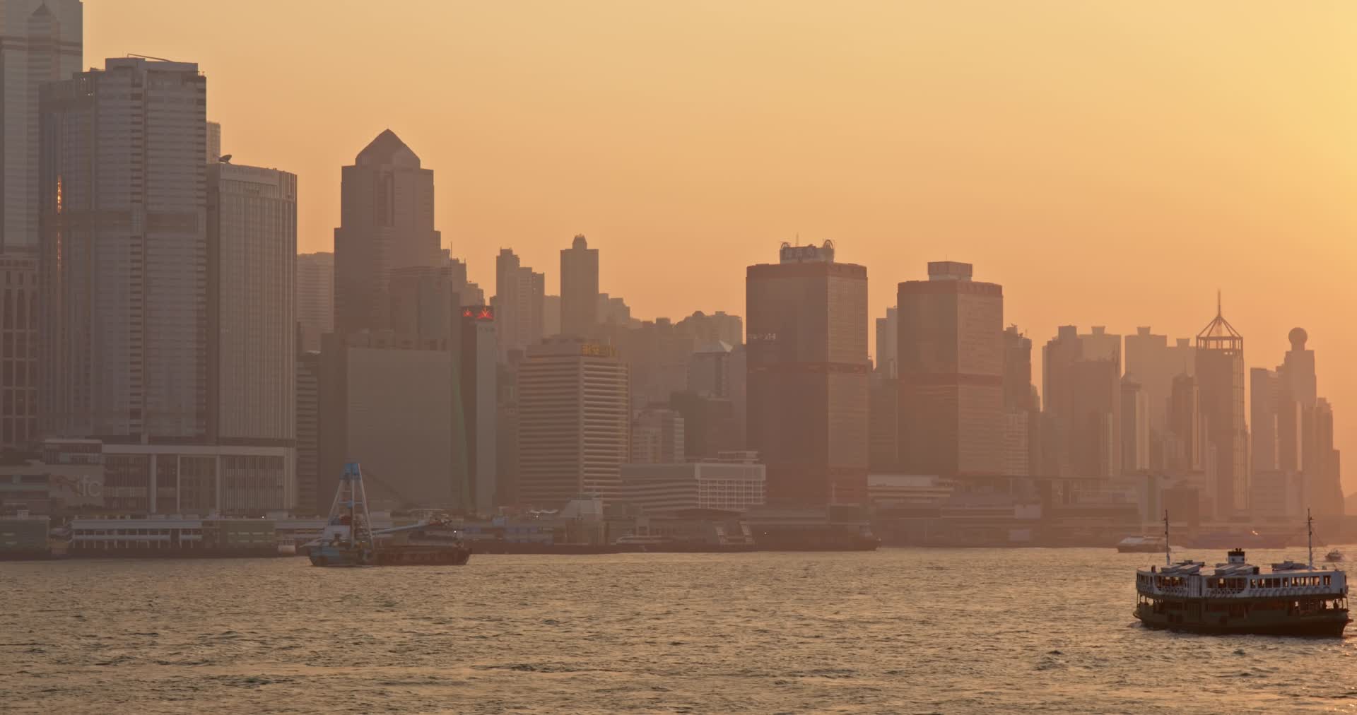 香港维多利亚港夕阳风光视频的预览图