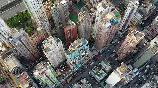 俯拍香港繁华的住宅区视频的预览图