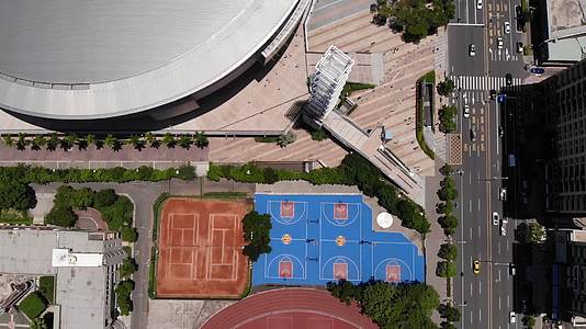 航拍台湾高雄市现代化综合体育馆视频视频的预览图