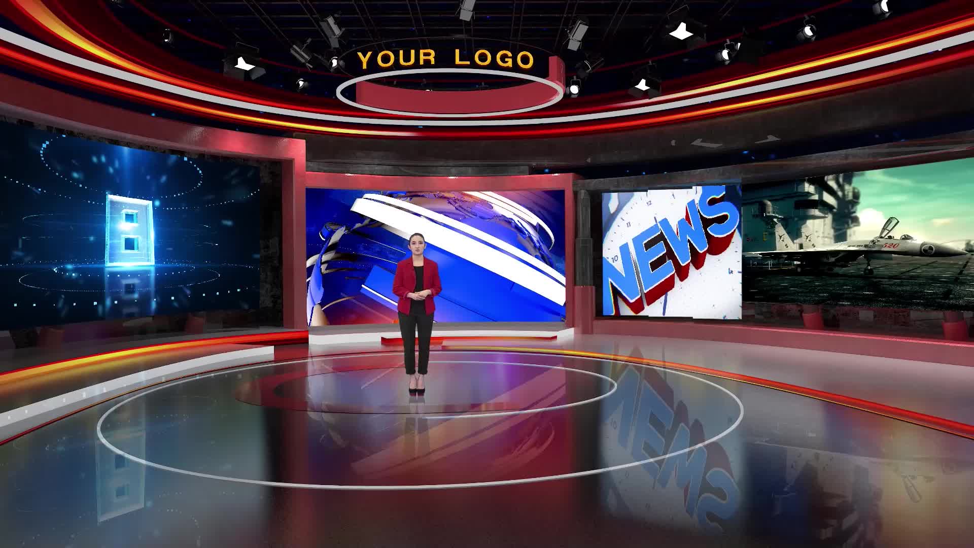 党建红色站播新闻演播室视频的预览图