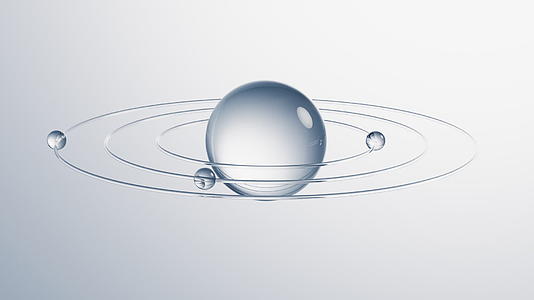 透明球体与环绕线条3D渲染视频的预览图