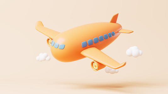 卡通飞机模型循环动画3D渲染视频的预览图