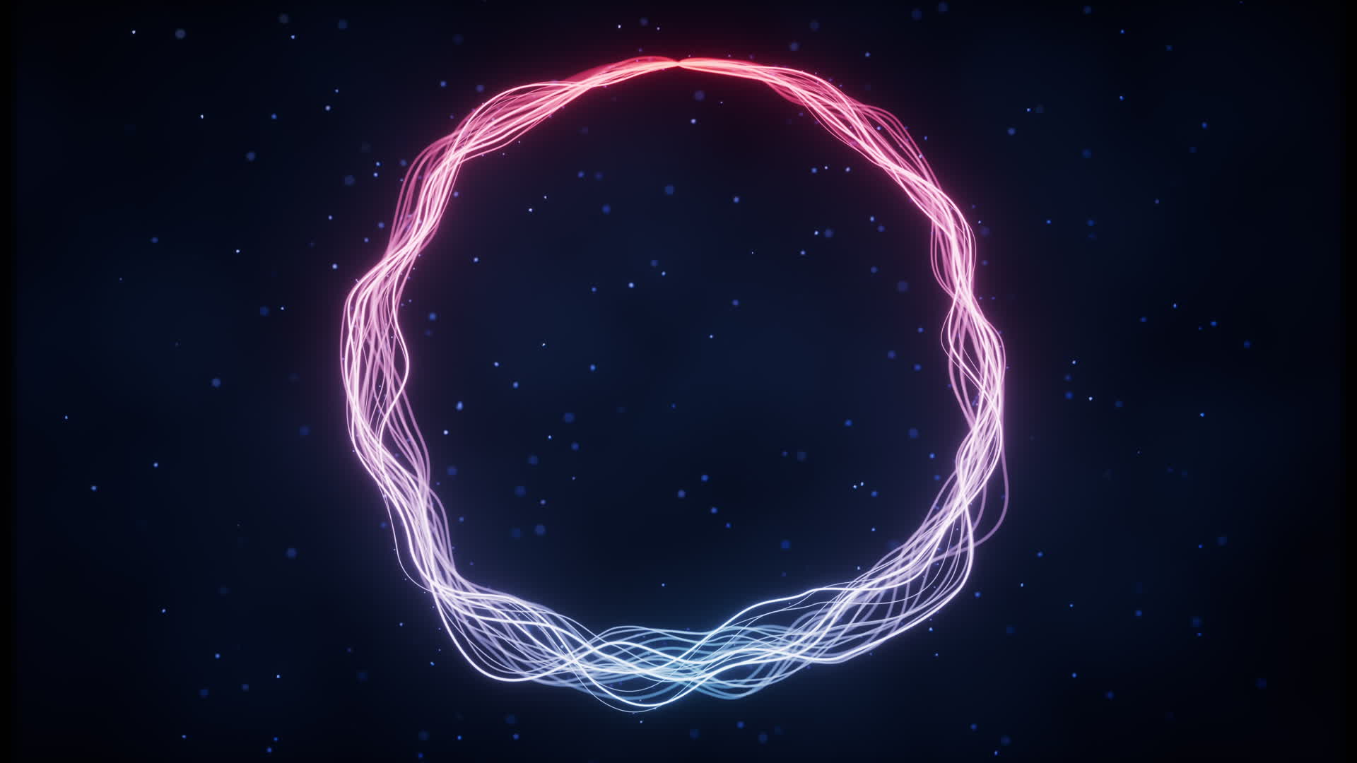 流动的曲线与粒子圆环3D渲染视频的预览图