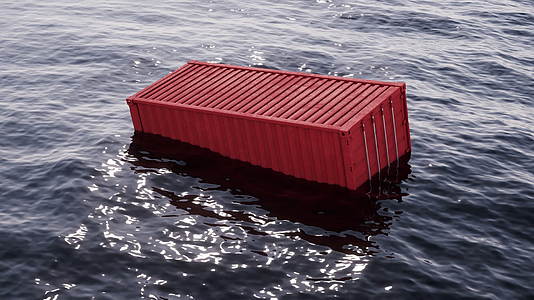 海洋里漂浮的集装箱循环动画3D渲染视频的预览图