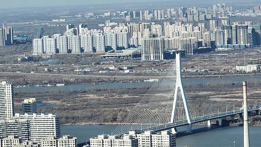 哈尔滨松浦大桥大型桥梁跨河大桥视频的预览图