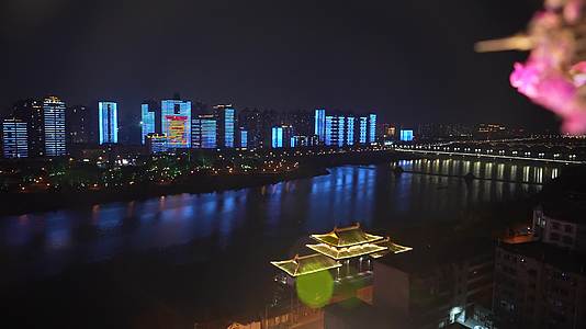 城市风光绵阳越王楼夜景视频的预览图