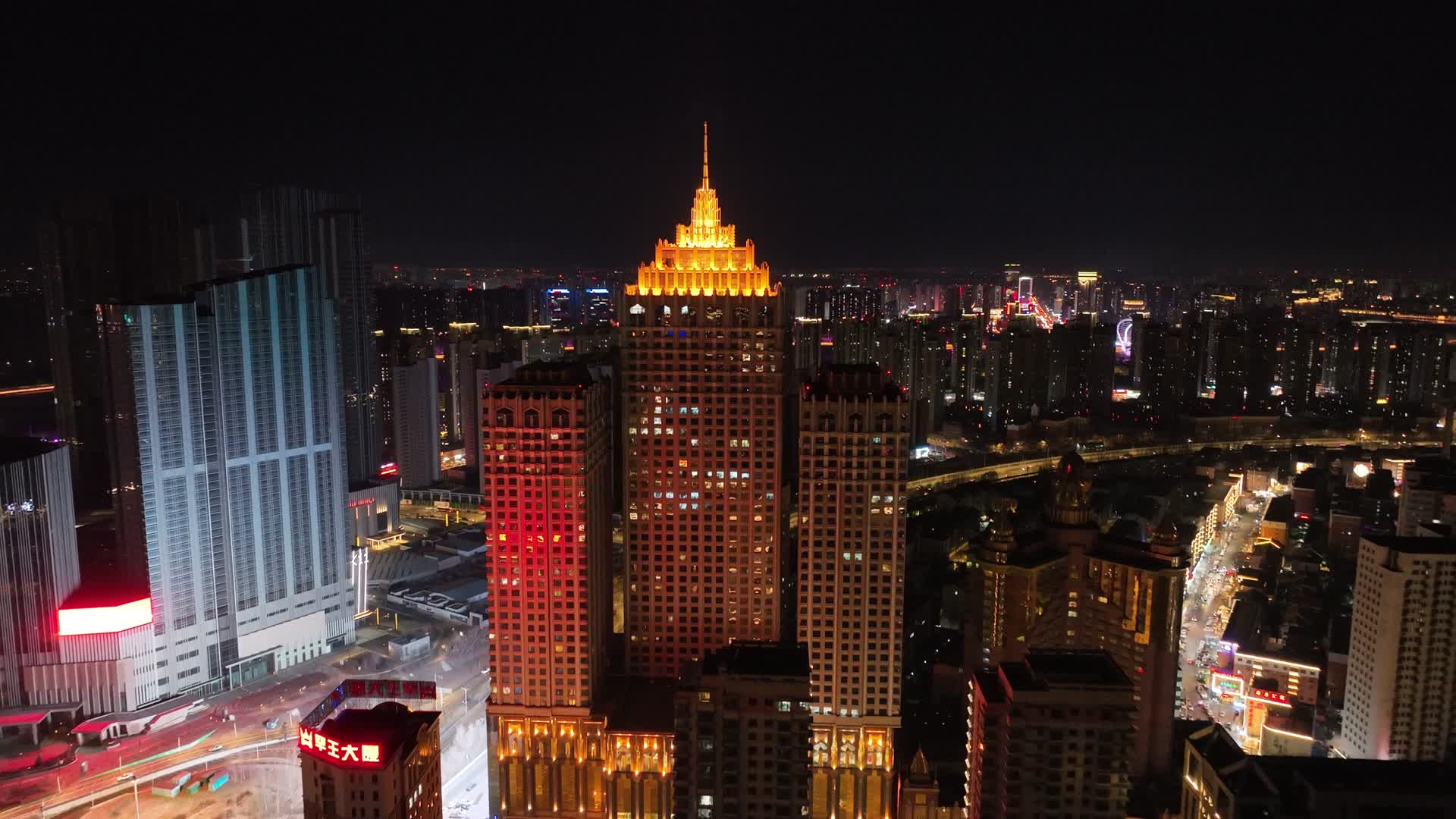 城市风光沈阳夜景标志性建筑视频的预览图