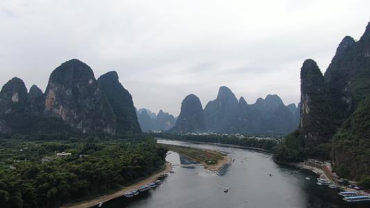 航拍广西桂林人民币背景视频的预览图