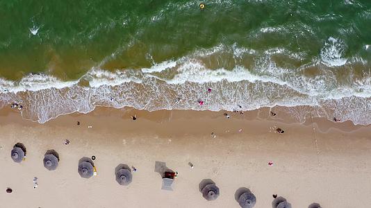 沙滩上的一排遮阳伞视频的预览图