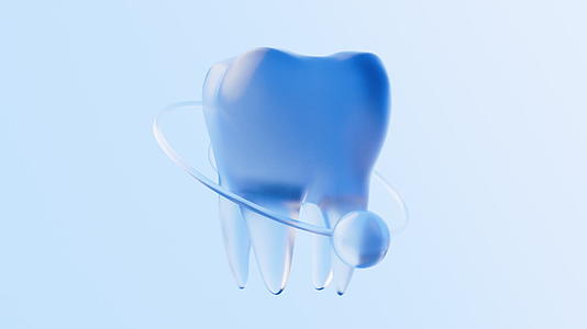 蓝色玻璃材质牙齿3D渲染视频的预览图