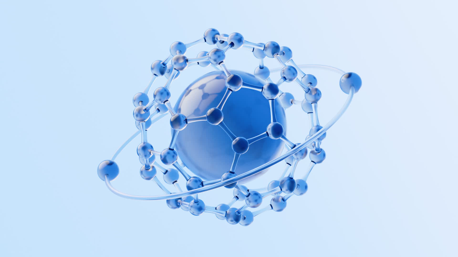 蓝色玻璃材质分子结构3D渲染视频的预览图