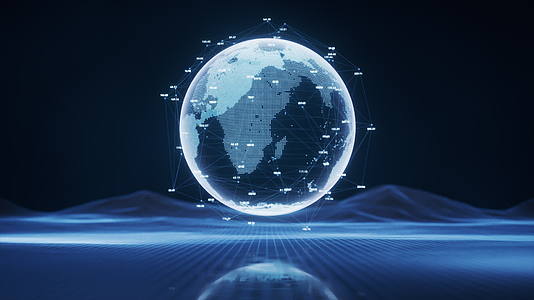 数字星球与蓝色科技概念背景3D渲染视频的预览图