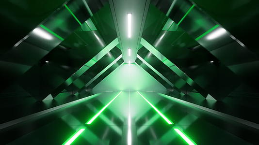霓虹发光线条与隧道空间3D渲染视频的预览图