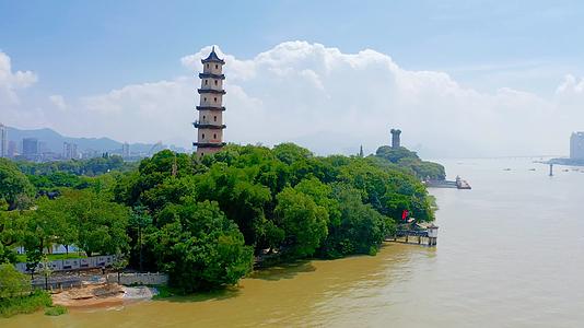 瓯江上的江心屿自然风光视频的预览图