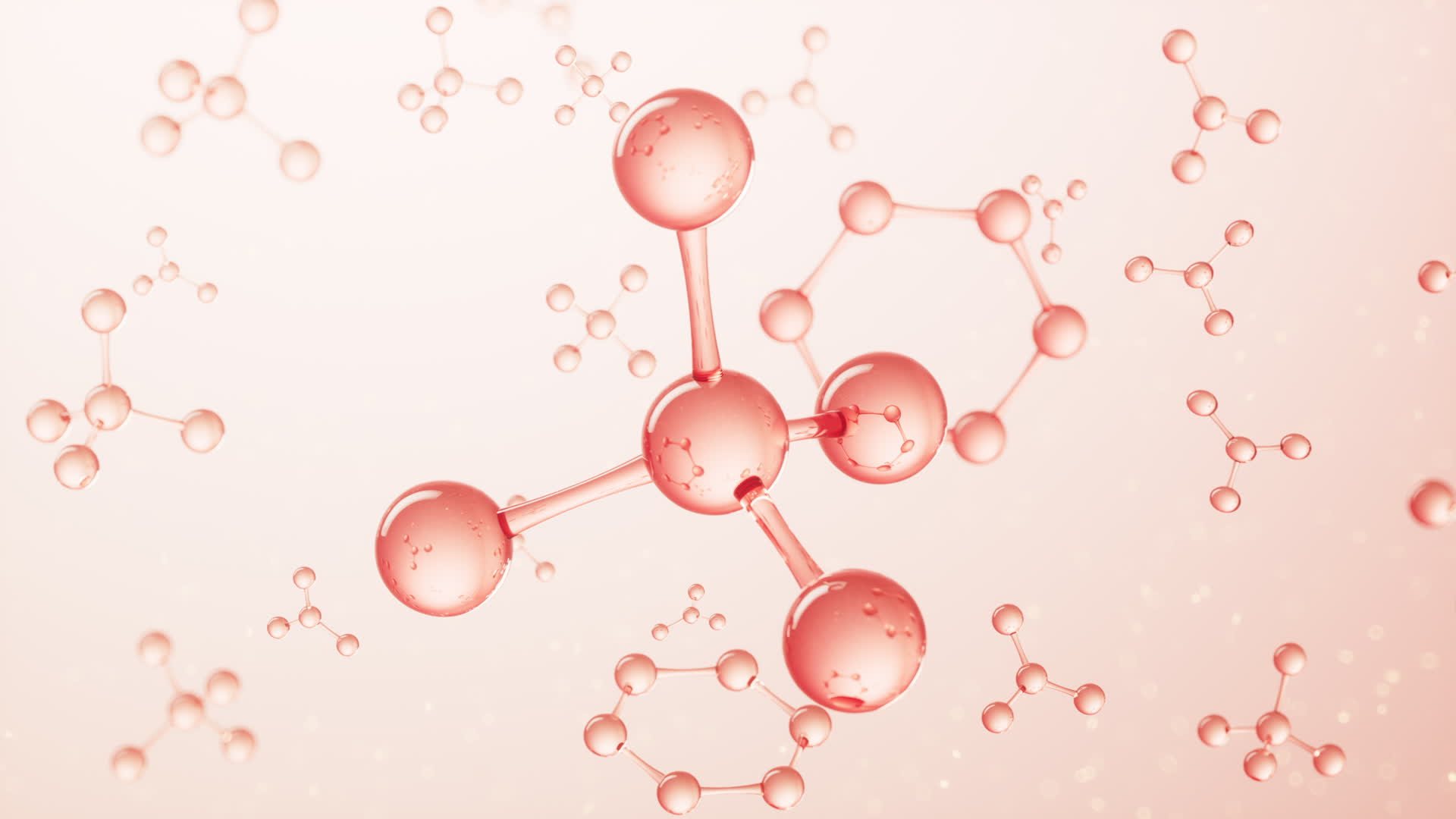 粉色旋转的分子结构3D渲染视频的预览图