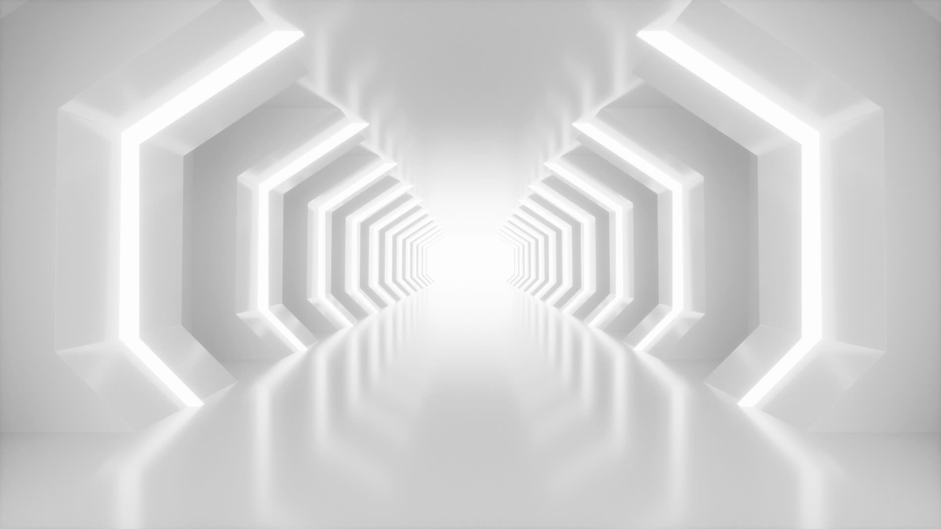 白色未来感隧道3D渲染视频的预览图