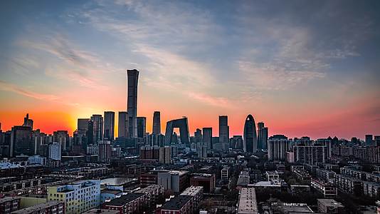 北京国贸核心区中国尊中信大厦央视大楼日出延时国贸三期高楼大厦城市建设都市商务写字楼酒店环球金融中心视频的预览图