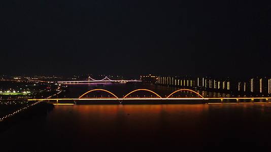 湖南长沙福元路大桥夜景航拍视频的预览图
