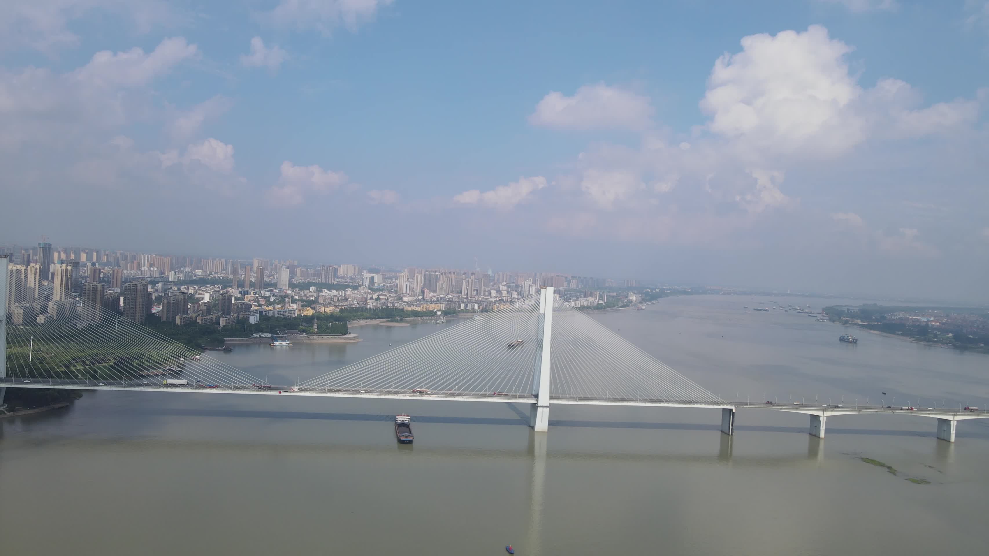 航拍湖北荆州长江大桥跨江大桥视频的预览图