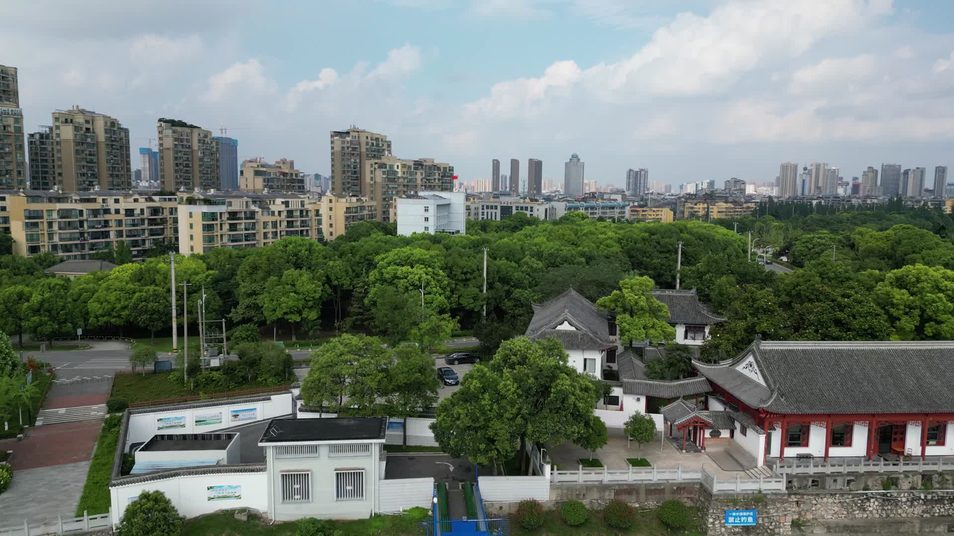 城市航拍湖北荆州万寿园万寿塔视频的预览图