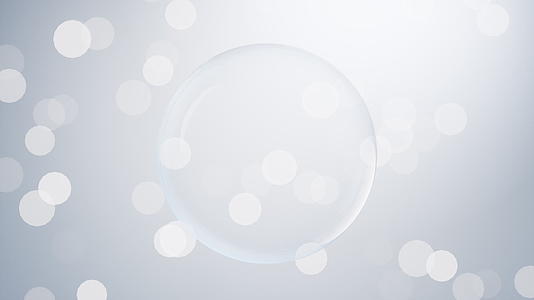 透明气泡与光斑粒子背景3D渲染视频的预览图