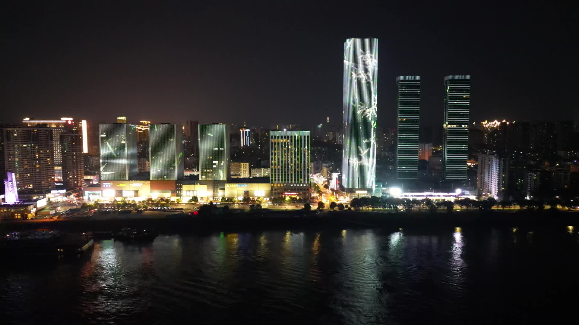 航拍湖北宜昌城市夜景视频的预览图