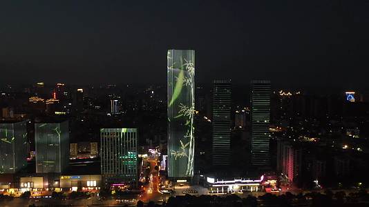 航拍湖北宜昌城市夜景灯光万达广场宜昌国际广场视频的预览图